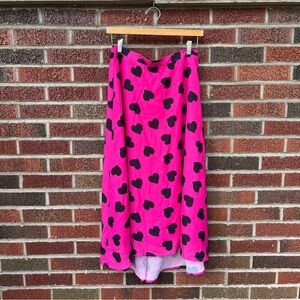 New York & Company Pink and Black Heart Midi Skirt